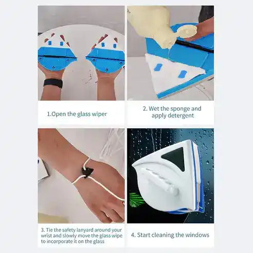 Magnetic Double-Sided Glass Cleaner – Window Cleaning Tool for Double-Glazed Windows | Strong Magnet Window Wiper for High-Rise & Home Use
