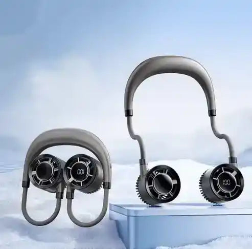 100-Speed Display Screen Neck Hanging Fan